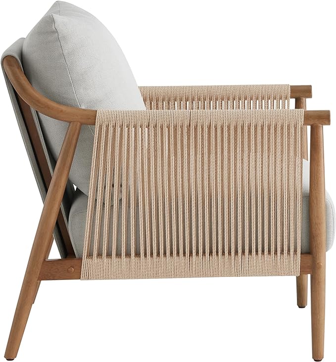 CHITA Braid Armchair Set of 2, Modern Accent Chair for Living Room, Light Grey