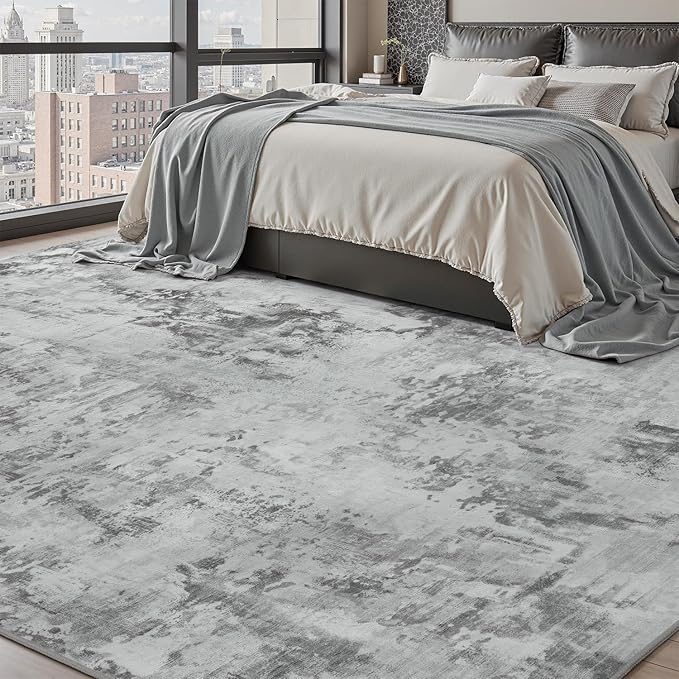 tchdio Area Rug 5x7 Grey Rugs for Living Room- Abstract Soft Living Room Rug-Non Slip Carpet-Machine Washable Rug for Bedroom Dining Room Home Office Modern Rugs Light Grey/Brown/Beige