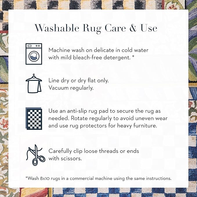 MACKENZIE-CHILDS Washable Rug, Decorative Indoor Rug, 2'6" x 8' Runner, Purple-and-Green Courtly Check