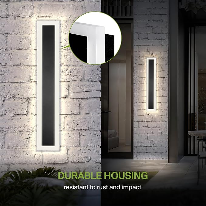 ASD LED 36" Long Wall Mount Light Fixture, Outdoor & Indoor Linear Sconce | 3CCT, Dimmable, Waterproof, Anti-Rust, ETL Listed | 30W 2350LM 3000-5000K 100-277V | Exterior Porch Lighting | Black