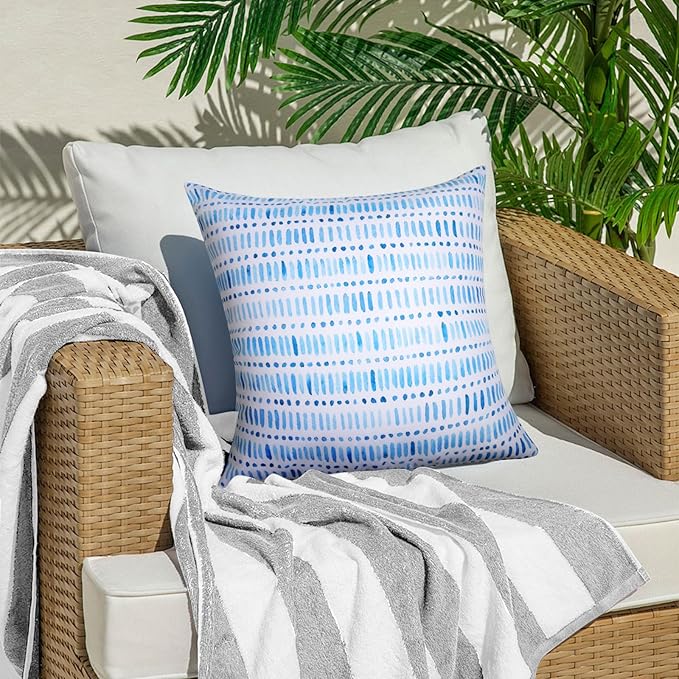 Pack of 2 18x18 Outdoor Pillows, Waterproof Throw Pillows with Inserts, Decorative Patio Pillows for Garden, Couch, Furniture, Sofa, Bed, Living Room(Pebble Blue)