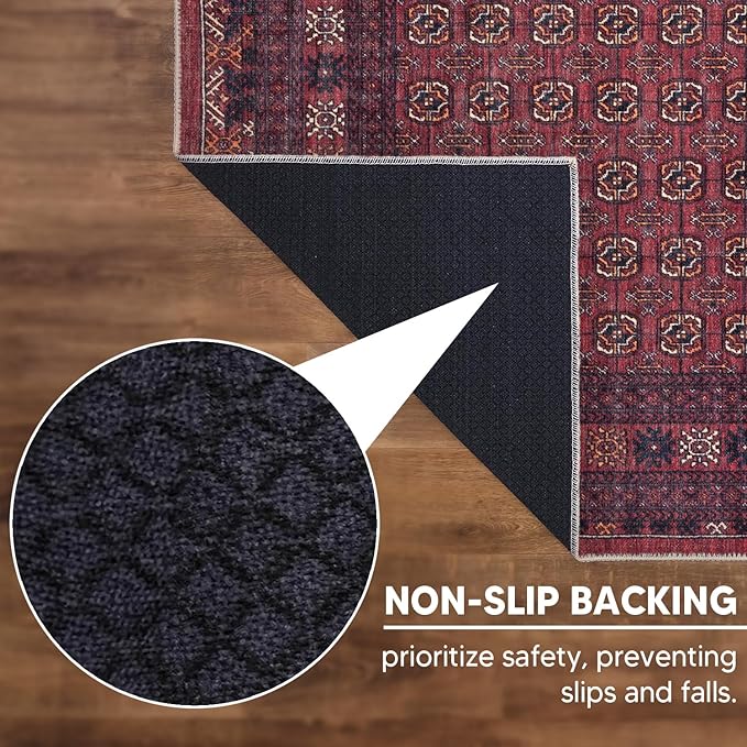 Keen Home Design 10x14 Rug - Machine Washable Area Rug with Non-Slip Backing, Ideal for Living Room, Dining Room, Bedroom - Vintage, Easy Clean, Durable, Low Pile Rug - (9'7" x 14')
