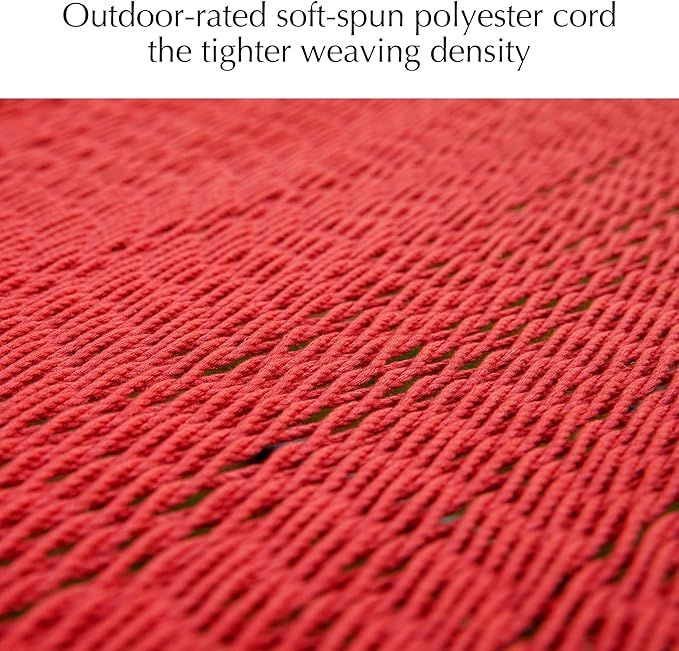 PNAEUT Soft-Spun Polyester Rope Double Hammocks with Stand for Outside, 2 Person Heavy Duty Steel Stand, Max 475 lbs Capacity (Ruby, with Stand)