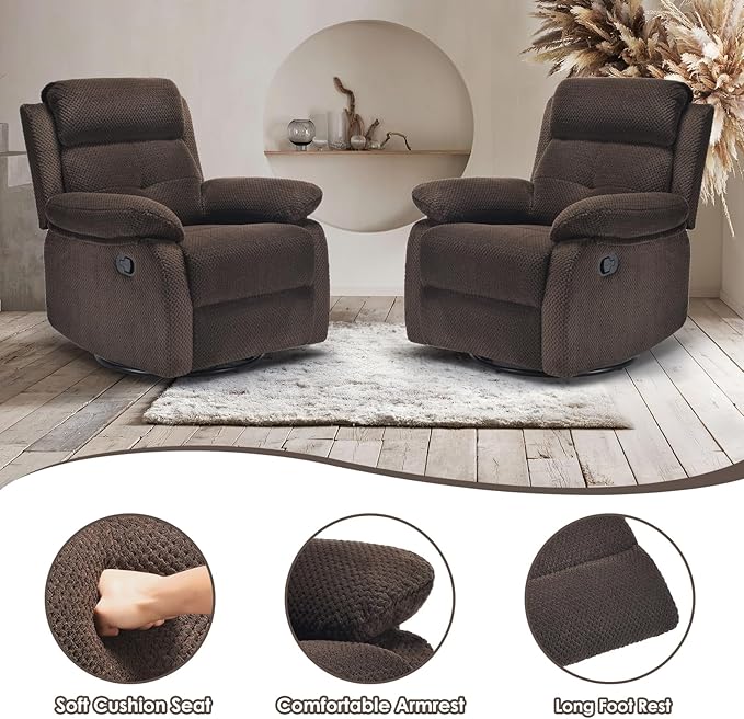 Small Rocker Swivel Recliner Chair for Adults Women for Small Spaces, Bedroom, Living Room