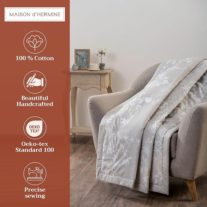 Maison d' Hermine Throw Blanket for Couch Lightweight Soft Warm Breathable Cotton Throw Blankets for Bed Girls Boys Women Men Gifts Sofa Travel Living Room Chair Bedding (60"x80", Louxor)