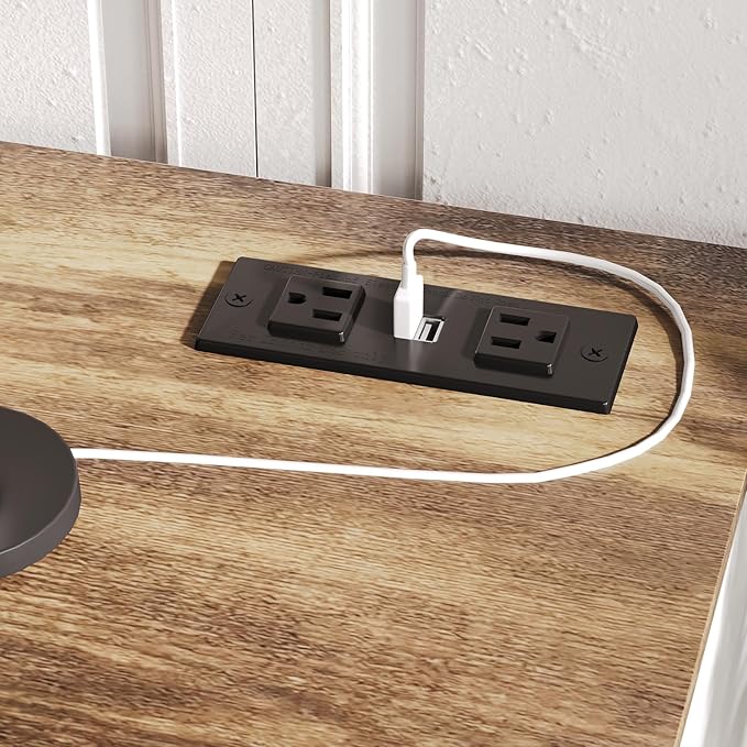 Fameill Dresser for Bedroom, 9 Drawer Wide Dresser Organizer with Charging Station, Tall Dresser for Hallway, Wood Dresser with Metal Handles, Farmhouse White