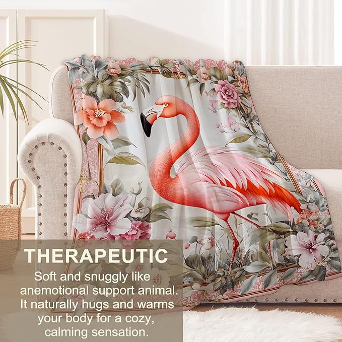 Flamingo Blanket for Kids Adults, Flamingo Gifts Flannel Throw Blanket, Flamingo Decor Lightweight Warm Soft for Sofa Couch Bed Living Room Office 40" x 50"