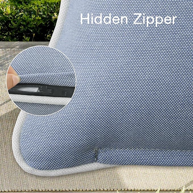 Decorative Outdoor Water Repellent Throw Pillows with Inserts, Set of 4, 18" x18" Pillows for Patio, Backyard, Bed, Couch, and Patio Furniture, Powder Blue