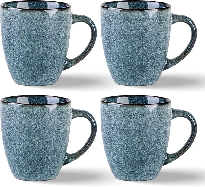 GBHOME Ceramic Coffee Mugs Set of 4, 12oz Stoneware Coffee Mugs Set For Dad Mom Women MEN, Light Weight Ceramic Coffee Cups for Latte/Tea/Beer/Hot Cocoa, Dishwasher & Microwave Safe