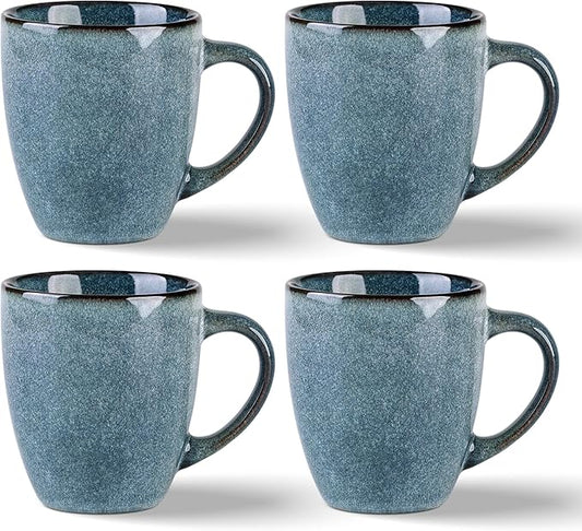 GBHOME Ceramic Coffee Mugs Set of 4, 12oz Stoneware Coffee Mugs Set For Dad Mom Women MEN, Light Weight Ceramic Coffee Cups for Latte/Tea/Beer/Hot Cocoa, Dishwasher & Microwave Safe