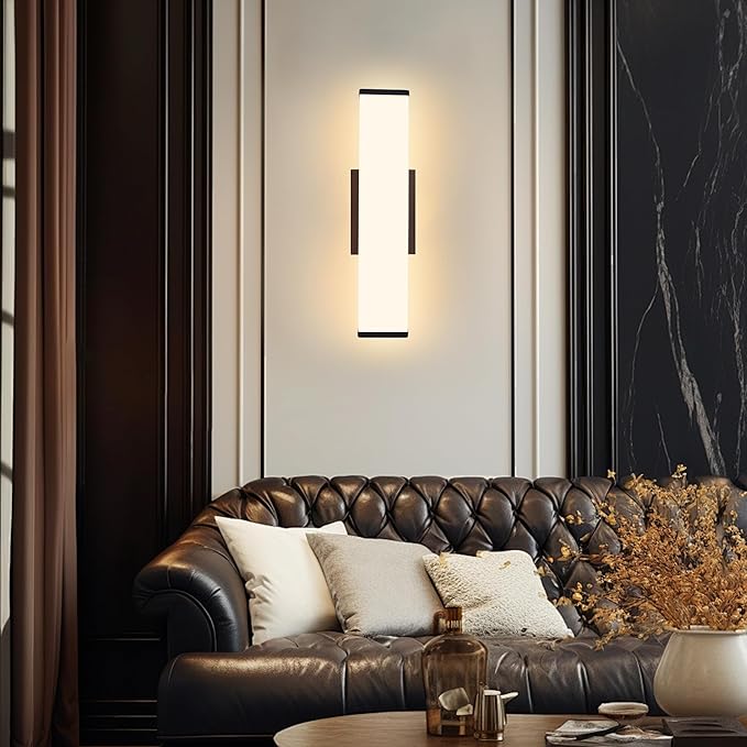 Kalium 16in Modern Wall Sconces, Dimmable Bathroom Vanity Lights, 3000K Warm White LED Indoor Sconces Lighting for Bathroom, Stairs, Living Room, Bedroom. Hardwired.