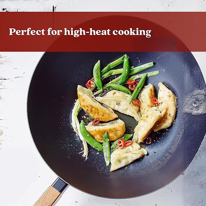 Alva Forest 4-Piece Blue Carbon Steel Pan & Wok Set – Pre-Seasoned, Natural Nonstick, PFAS/PFOA/PTFE-Free – Healthy, Non-Toxic Cookware for All Stovetops & BBQ