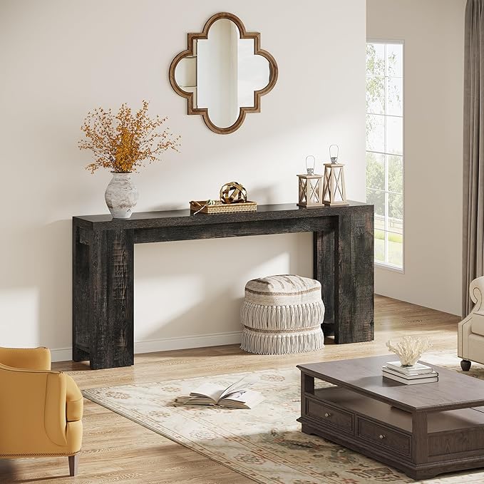 Tribesigns 70.9-Inch Extra Long Console Table, Farmhouse Wood Sofa Table Behind Couch, Narrow Entryway Accent Table for Living Room, Hallway, Entrance, Foyer, Black