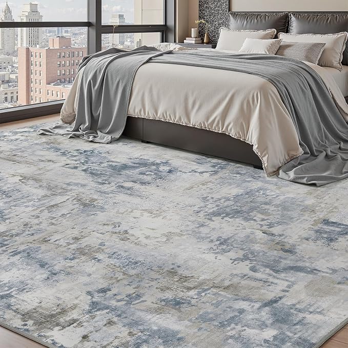 tchdio Area Rug 5x7 Rugs for Living Room- Abstract Soft Living Room Rug-Non Slip Carpet-Machine Washable Rug for Bedroom Dining Room Home Office Modern Rugs Light Grey/Brown/Beige