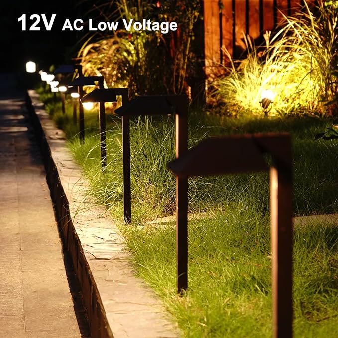GOODSMANN Low Voltage Landscape Path Lights 0.6W LED Sidewalk Landscape Lighting 22 Lumen Outdoor Electric Walkway & Pathway Lights Wired Bronze Finish 3100K Warm White with Cable Connectors