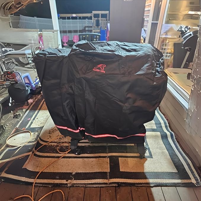 Turtle Life Pellet Grill Cover, Heavy Duty All Weather Protection Wood Pellet Smoker Barbecue Cover for Pit Boss 700FB Lexington Serises, Black, 42" Wx27”Dx39”H