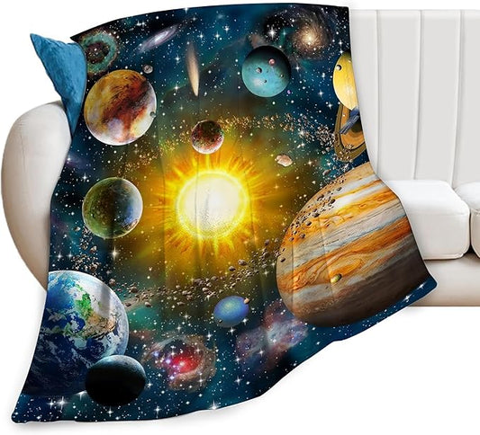 Space Blanket Galaxy Throw Blankets Cozy Fleece Flannel Solar Blanket Bedding Space Gifts for Boys Girls Men Women Teens Adults for Couch Sofa Bed Decor 60"X80"