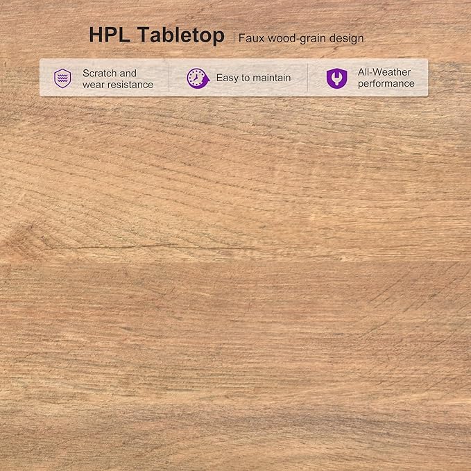 PURPLE LEAF 13-Piece Patio Dining Set Outdoor Furniture Rectangular Table and Chairs Set with Aluminum Frame and Teak-Finish for Garden Deck Backyard Kitchen Sunlit Teak Outdoor Set