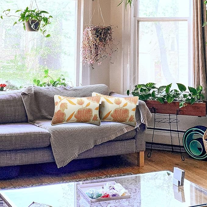 JMGBird Outdoor Lumbar Pillows Set of 2 Outdoor Decorative Pillows with Insert Included 12×20 Inch Outdoor Pillows for Patio Furniture