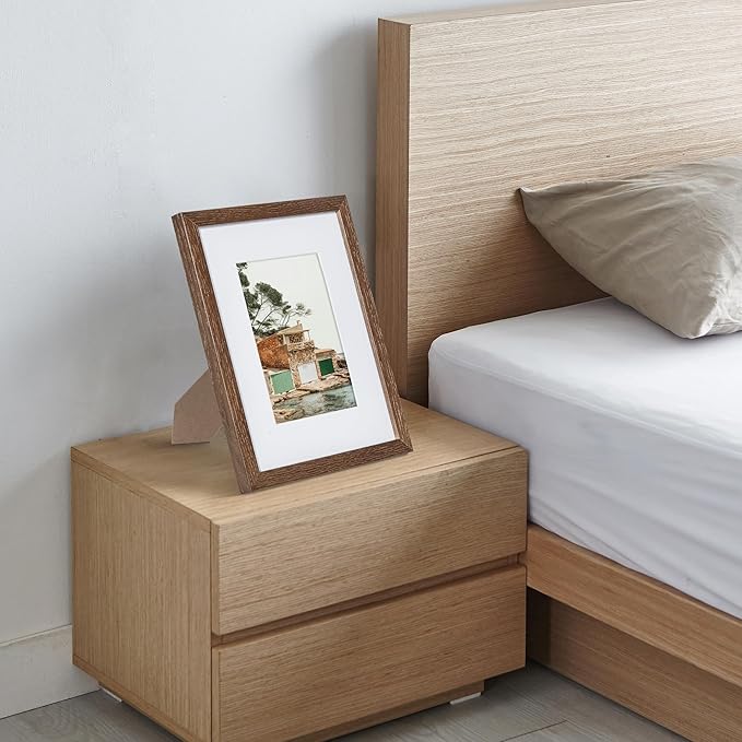 Axeman Oak 5x7 Frame With Mat | Black Wooden Picture Frame - 3 Pack With Hanging Hardware