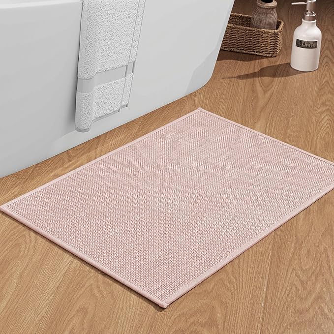 chakme Bathroom Rugs Mat 36x25, Ultra Thin Non Slip Bath Mat Large Quick Dry Absorbent Bath Mat for Bathroom Floor, (Pink, 36"x25")