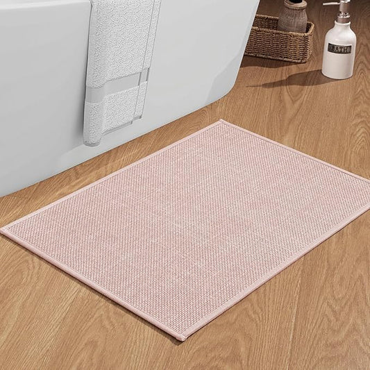 chakme Bathroom Rugs Mat 36x25, Ultra Thin Non Slip Bath Mat Large Quick Dry Absorbent Bath Mat for Bathroom Floor, (Pink, 36"x25")