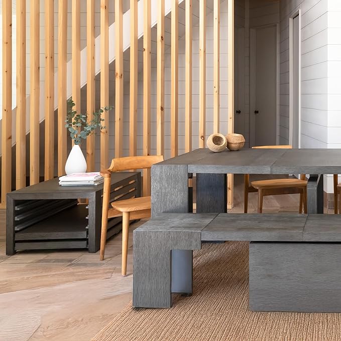 Transformer Table Coffee Table with Storage, Modern Coffee Table for Living Room, Home Office & Dining, Space-Saving Small Coffee Desk with Panel Hidden Storage for Transformer Dining Table