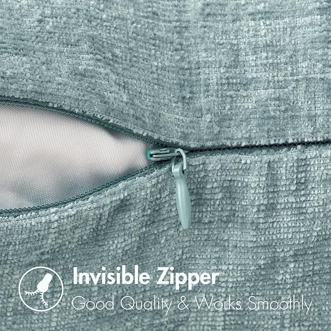 MIULEE Pack of 2 Light Blue Throw Pillow Covers 16x16 Inch Soft Chenille Pillow Covers for Sofa Living Room Couch Solid Dyed Cases