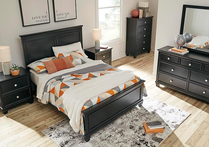 Signature Design by Ashley Lanolee Traditional 5 Drawer Chest for Bedroom, Black