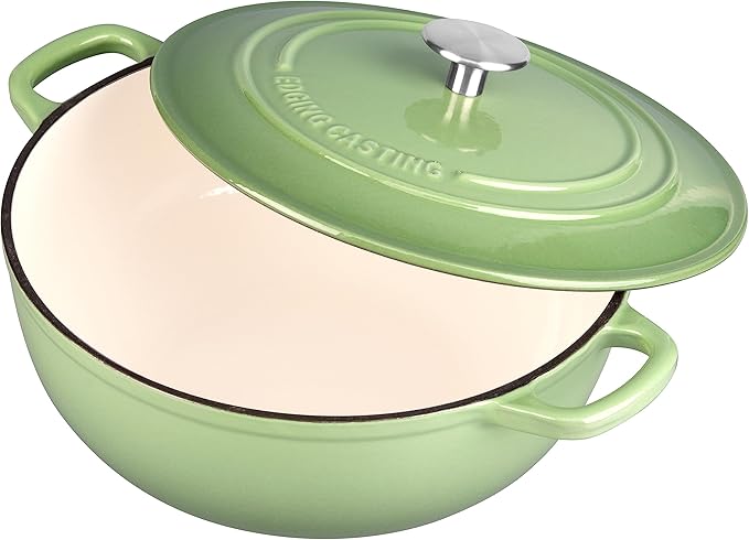Enameled Cast Iron Dutch Oven Pot with Lid for Sourdough Bread Baking, Bread Dutch Ovens, Cooking Pots, 5 Quart, Pistachio Green