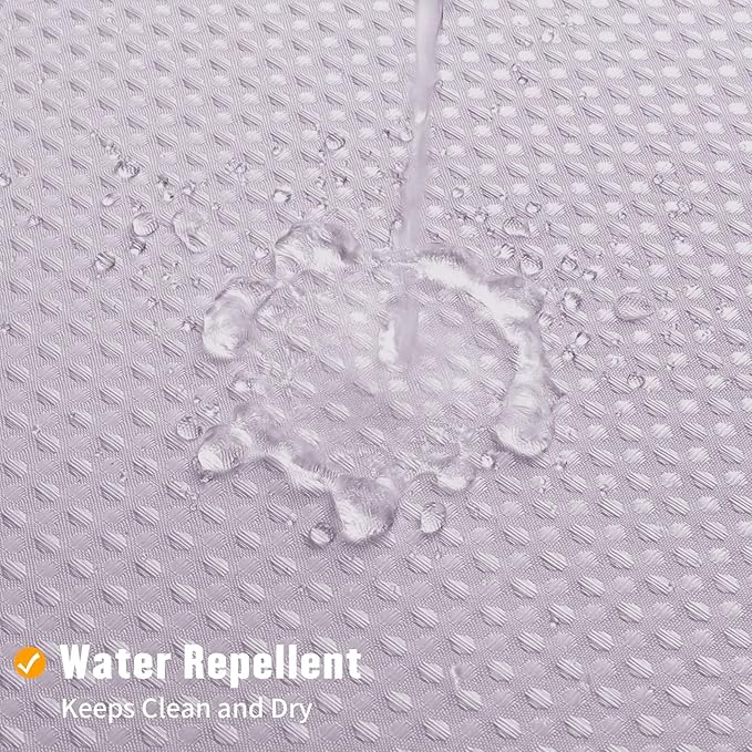 MitoVilla Purple Waffle Small Stall Shower Curtain 36 x 74, No Hooks Required Half Size Narrow Fabric Cloth Shower Curtain Set with Snap-in Liner for Modern Bathroom Decor, Lavender