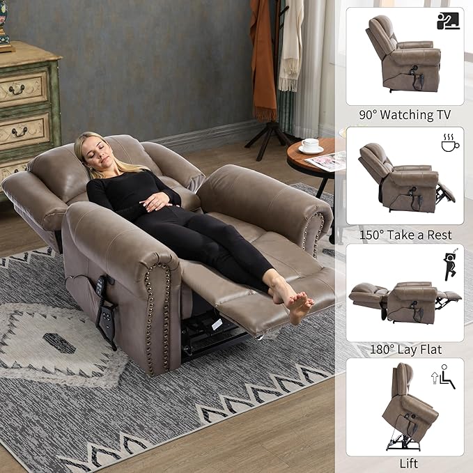 Recliner Chairs for Adults, Oversized Bedroom Chair with Massage, Sofa Chair Home Theater Seating with Lumbar Support, Comfortable Lift Chair for Elderly, Glider Nursery Chair for Living Room