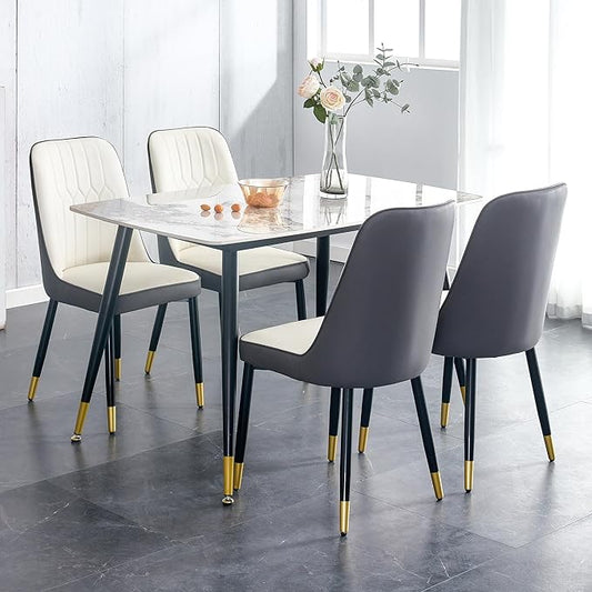 Dining Room Table Set for 4,Small Dining Table Set for 4, Sintered Stone Kitchen Table Top and Modern Chairs Set of 4 for Kitchen Dining Room, Small Space