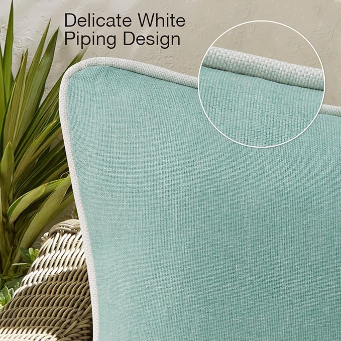 Decorative Outdoor Water Repellent Throw Pillows with Inserts, Set of 4, 20" x12" Pillows for Patio, Backyard, Bed, Couch, and Patio Furniture, Aqua Green