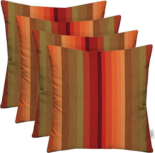 RSH DECOR: Sunbrella Square Throw Pillows Set of 4 | 17" x 17" | Water and Fade-Resistant Performance Fabric | Outdoor Pillow Covers with Down-Alternative Inserts | Astoria Sunset