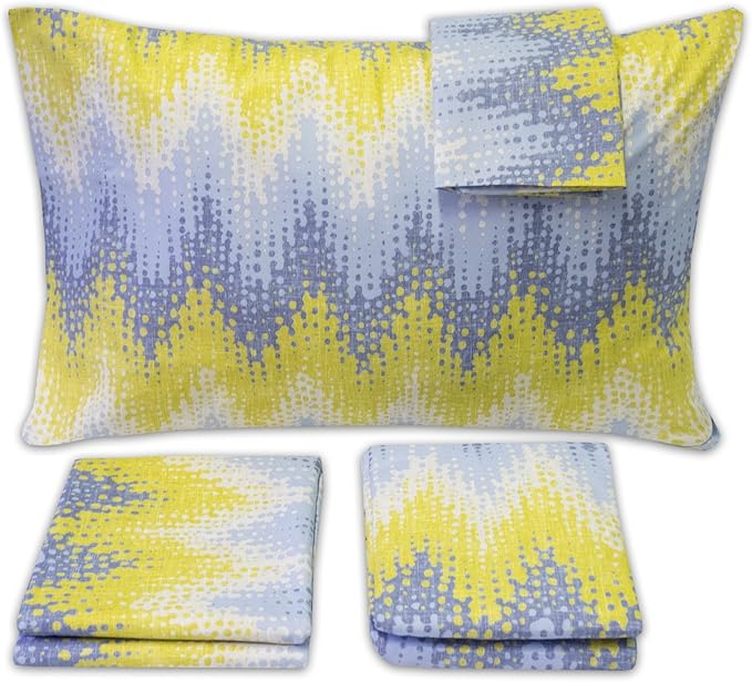 1500 Supreme Collection Extra Soft Malibu Bright Yellow Blending with Gray Chevron Pattern Sheet Set, Twin- Luxury Bed Sheets Set with Deep Pocket Wrinkle Free Bedding, Twin