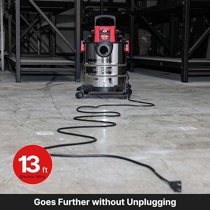 Shop-Vac 5 Gallon 4.0 HP Wet/Dry Vacuum with Blower Function, Stainless Steel Tank, Portable Shop Vacuum with Wheels, Includes Filters, Hose & Accessories, Ideal for Garage and Workshop