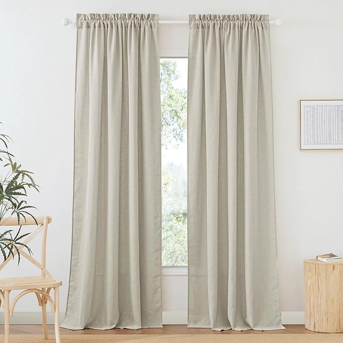 RYB HOME Angora Semi Sheer Curtains 84 inches Long, Light Filtering Half Privacy Window Curtains & Drapes for Office Dormitory, W 34 x L 84 inches, 2 Panels Set