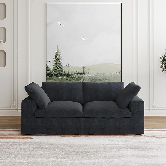 JACH Modular Sectional Couches for Living Room, Modern Convertible Couch, Comfy Love Seat Sofas, Covers Removable, Modern Sectional Sofa for Living Room Apartment (Black)