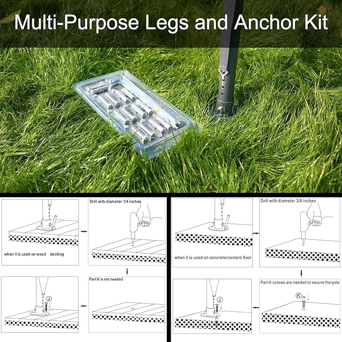 Sunnyglade 10x20 Ft Heavy Duty Carport Canopy Outdoor Portable Garage Tent Boat Shelter with 6 Legs for Outdoor Party, Wedding, Birthday, Garden, Boat,Dark Grey
