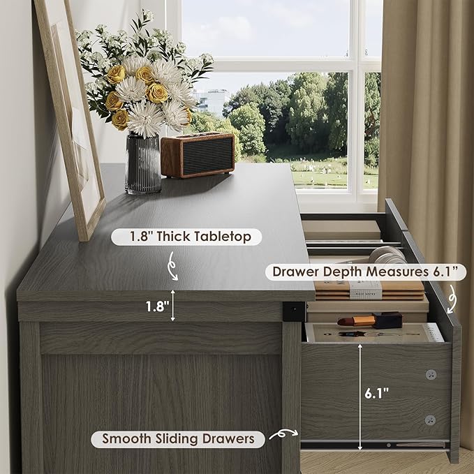 Farmhouse 7 Drawer Dresser for Bedroom, 51" Wide Chest of Drawers, Wooden Dresser TV Stand, Storage Dressers Organizer for Bedroom, Living Room, Hallway, Grey