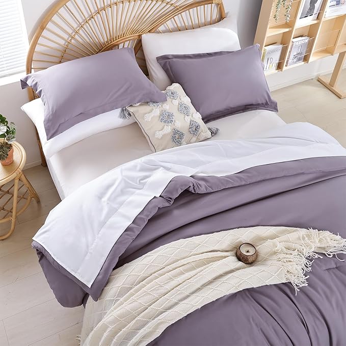weigelia Full Size Comforter Set Dusty Purple Comforter Set 7 Piece Grayish Purple Bed Bedding Set with Sheets for Women and Men