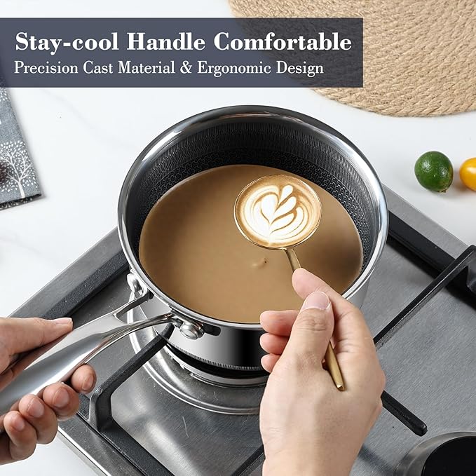 Hybrid Nonstick 6-Piece Pot Set with 2 Silicone Trivets, 1.5 QT, 2 QT, and 5.2-Quart Pots with Tempered Glass Lids, Stay-Cool Handles, Dishwasher Safe, Induction Ready, Compatible with All Cooktops