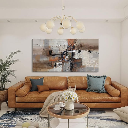 YDYSUNE Abstract Canvas Wall Art, Modern Wall Decor Painting, Brown Room Decorations, Orange Wall Art for Living Room, Bedroom, Office Artwork Wall Decor 20×40IN