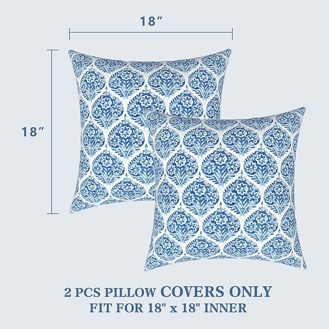 LVTXIII Outdoor Pillow Covers ONLY, Square Throw Pillow Covers, Modern Cushion Cases for Sofa Patio Couch Decoration 18 x 18 Inch, Pack of 2, Celadon Geometric