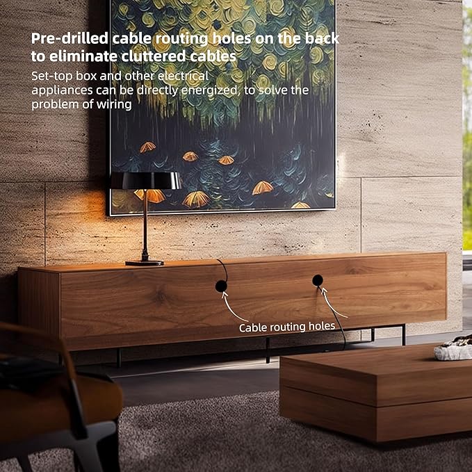 Mid Century Modern TV Stand with 4 Doors, 70.87 Inch Wide Entertainment Center TV Console for Living Room Bedroom, Media Console TV Cabinet with Storage Walnut