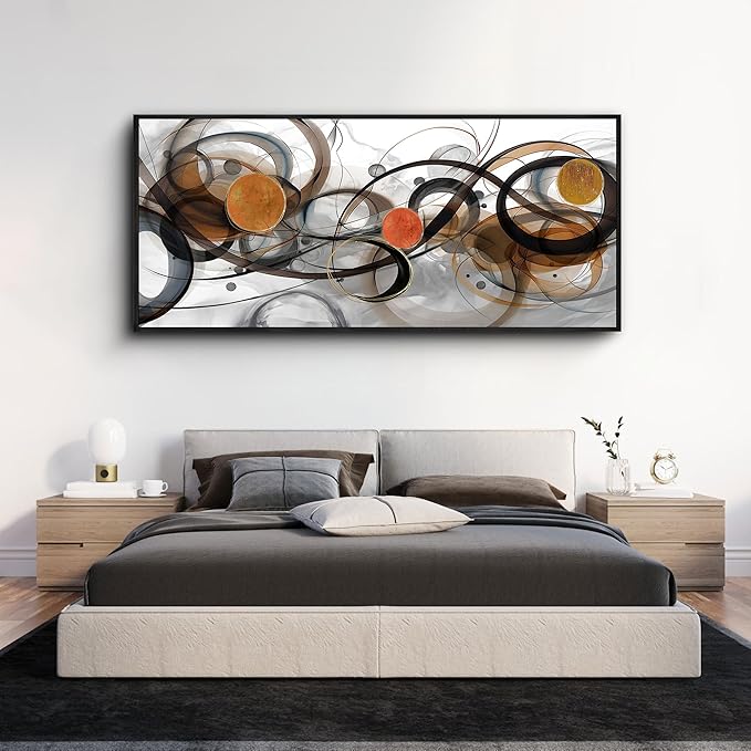 XLSJERST Large Wall Art for Living Room - Black and Gray Canvas Picture Framed Artwork for wall Modern Abstract Minimalist Paintings Oversize Wall Decor