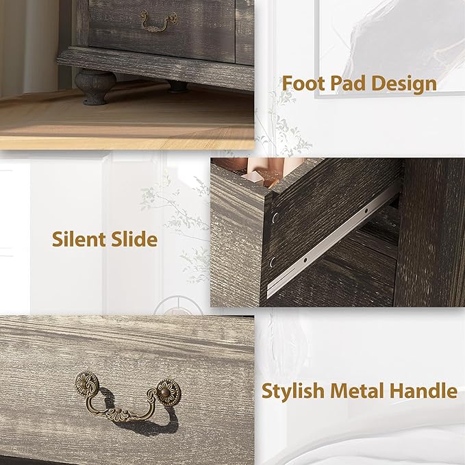 GAOMON 9 Drawers Dresser for Bedroom, Wooden Chest of Drawer with Large Drawers & Metal Handles for Bedroom, Living Room, Hallway, Black