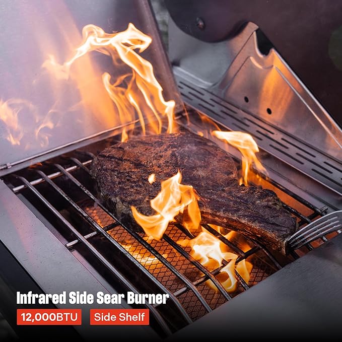 Monument Grills 4+2 Burner 72,000 BTUs Propane Gas Grill 700 sq.in. Stainless Steel Grill Built-In Thermometer, with two Side Burners