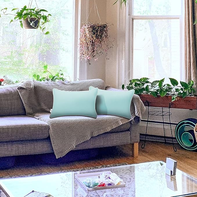 JMGBird Outdoor Lumbar Pillows with Insert 12x20 Inch Outdoor Pillows for Patio Furniture Decorative